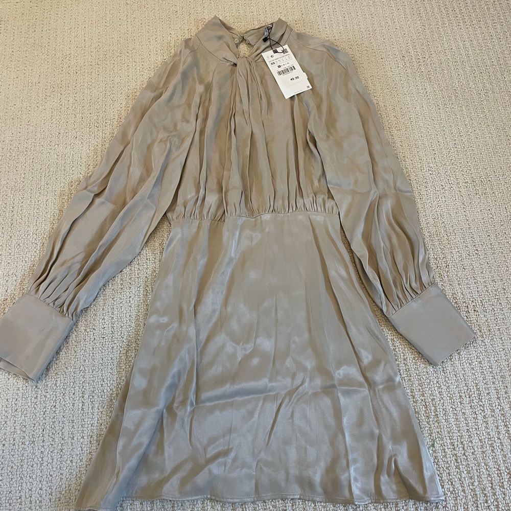 Zara knotted satin effect dress